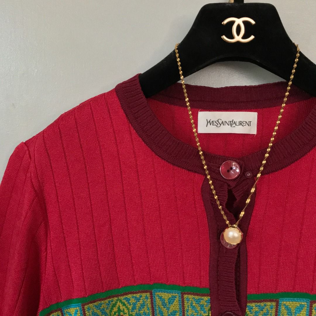 Yves Saint Laurent YSL button knit top, Women's Fashion, Tops, Blouses ...