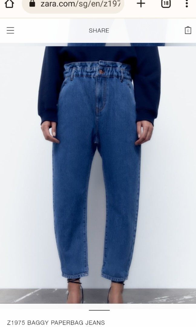 Zara Baggy Paperbag Jeans size 34, Women's Fashion, Bottoms, Jeans