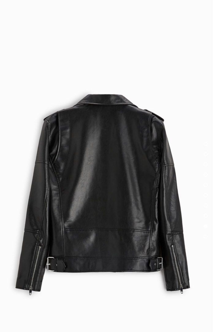 Zara Faux Leather Biker Jacket, Fesyen Pria, Pakaian , Baju Luaran di