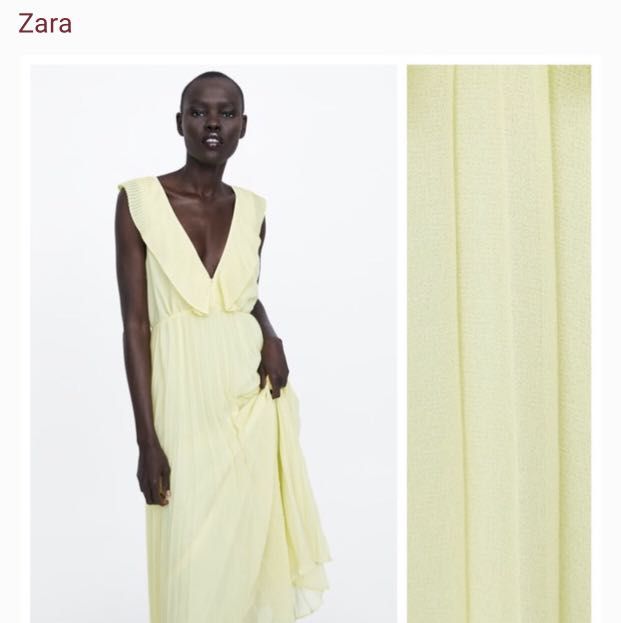 Zara yellow dress hotsell pleated
