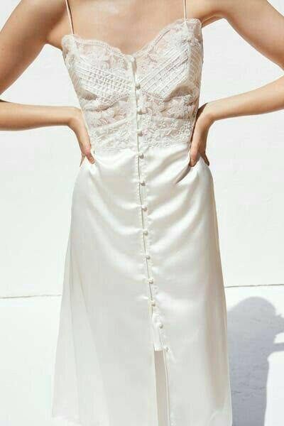 Zara Satin White Lace Slip Dress, Women's Fashion, Dresses & Sets, Dresses  on Carousell