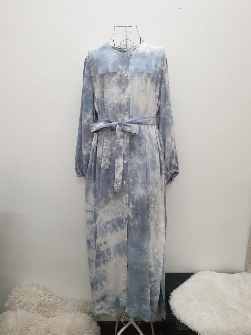 Zara blue 2024 tie dye dress