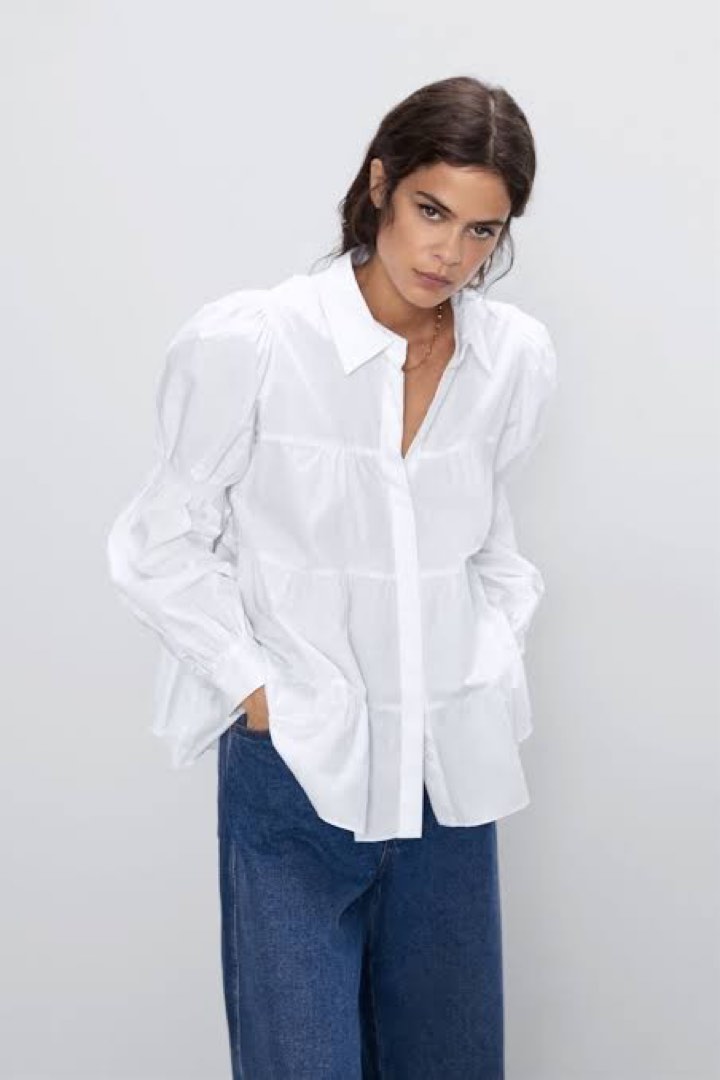 Gathered poplin shirt zara clearance