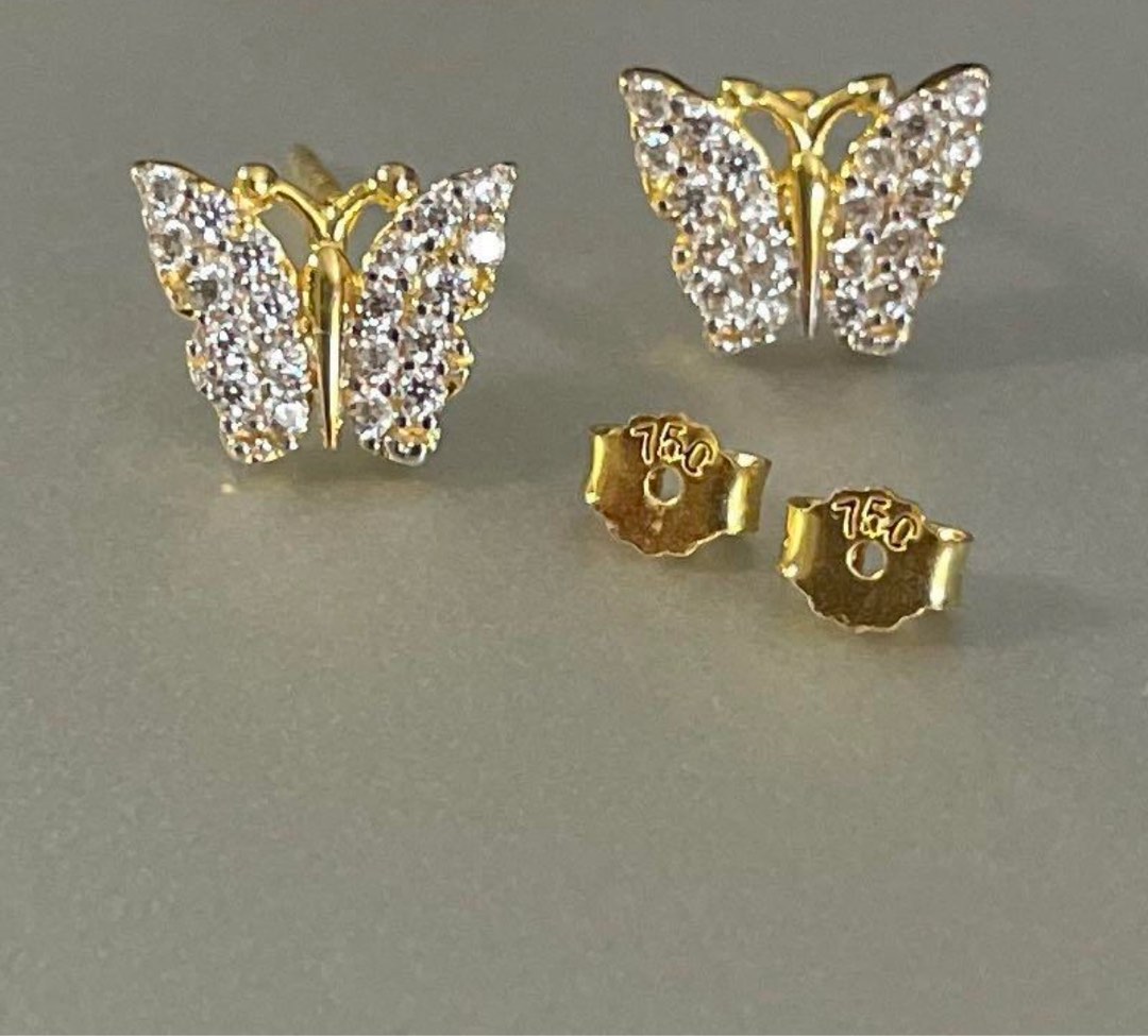 Real gold hot sale butterfly earrings