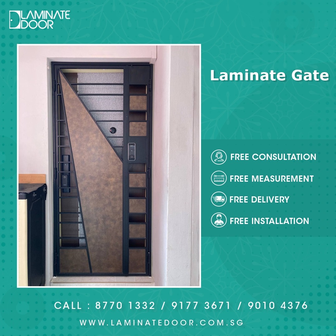 4x7ft Laminate Gate Design Install for HDB and Condo (Front Side Only