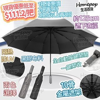 超巨型 125cm 防反XL版10骨黑膠自動縮骨遮雨傘