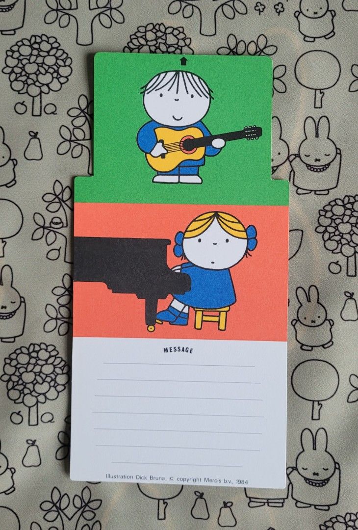 年代物miffy 人仔小丑message card 留言咭心意咭miffy收藏品, 興趣及