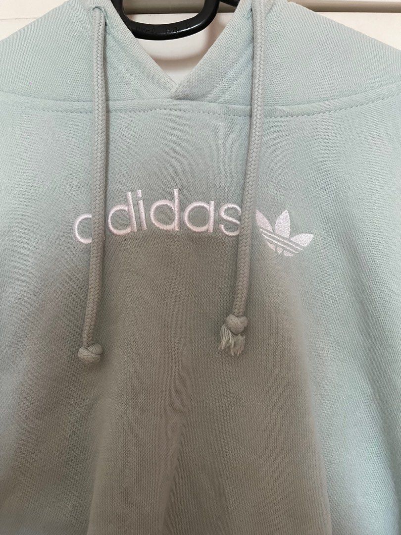 Adidas Mint Green Cropped Hoodie, Women's Fashion, Coats, Jackets and