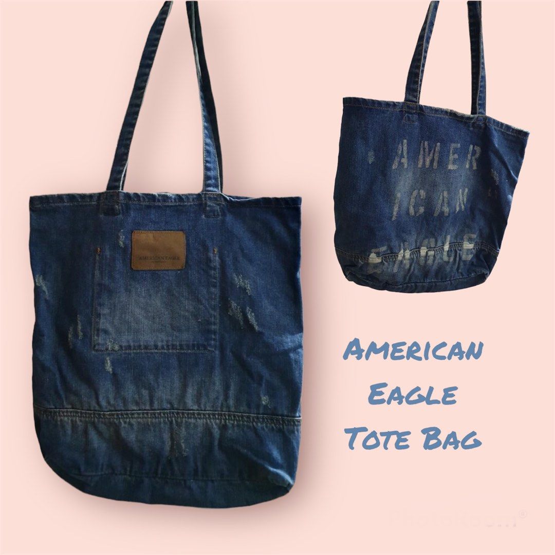 American Eagle Outfitters Distressed Style Denim Preppy Boho Tote Bag | eBay
