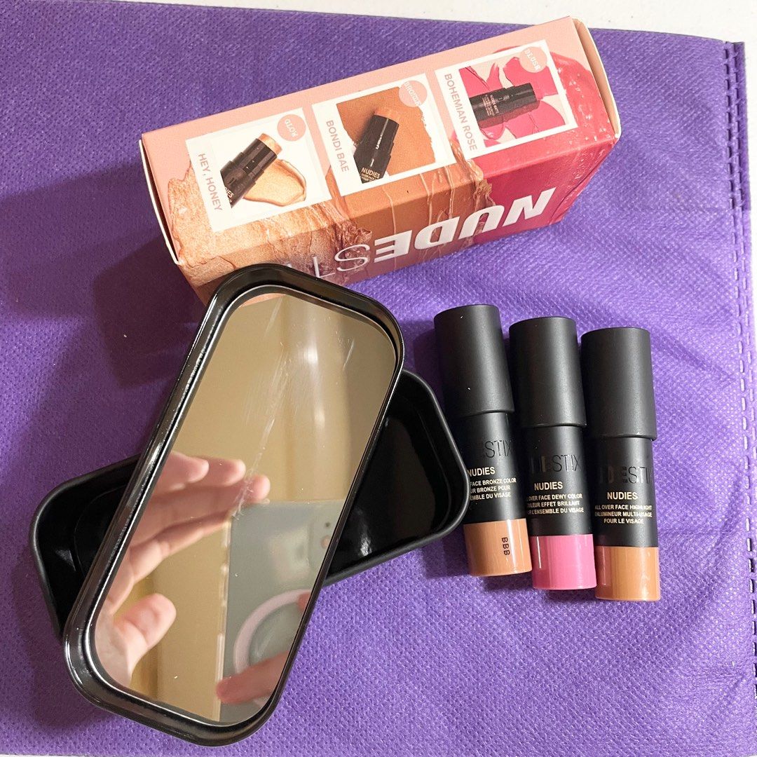 AUTHENTIC Nudestix TRIO SET all over face dewy color blush bronzer