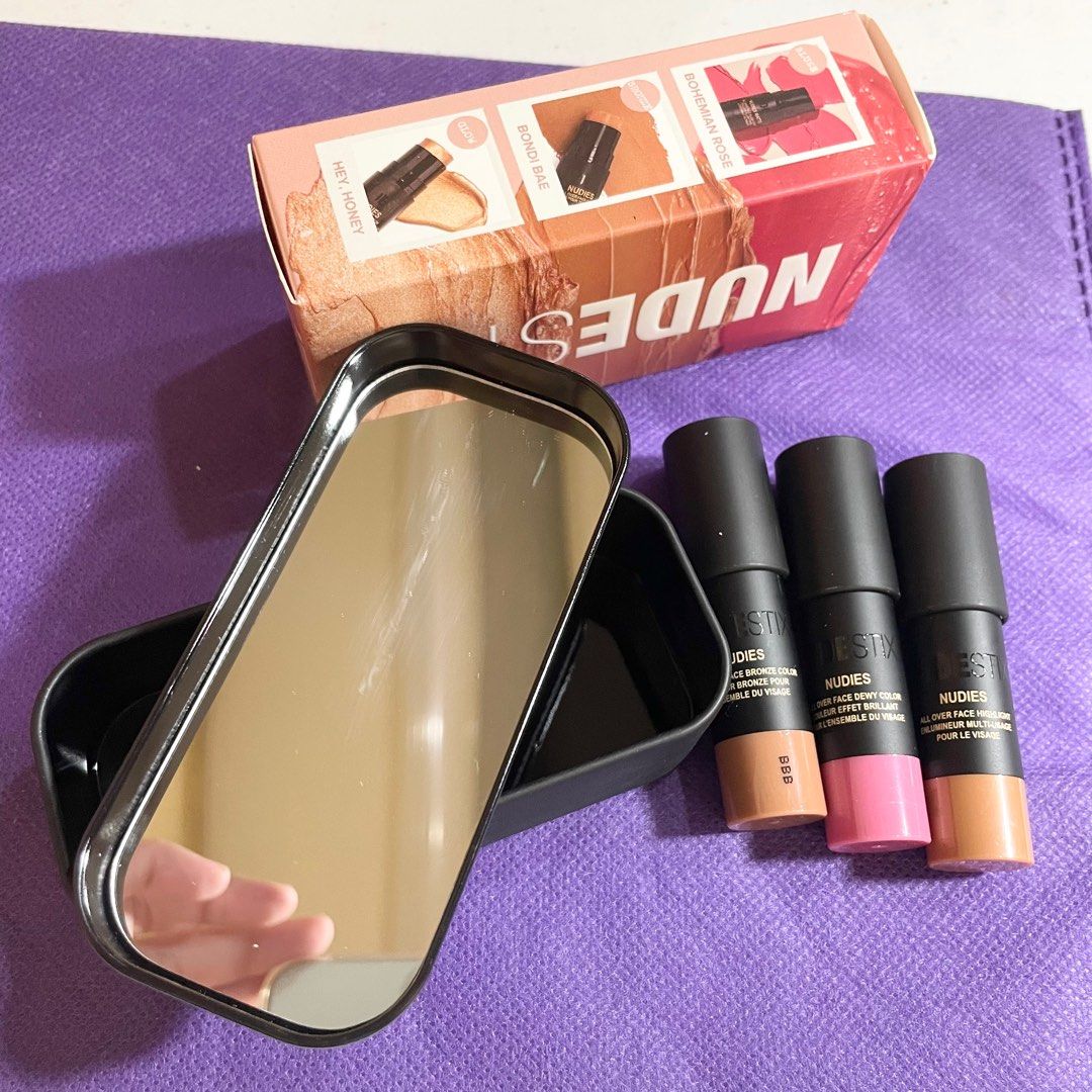 AUTHENTIC Nudestix TRIO SET all over face dewy color blush bronzer