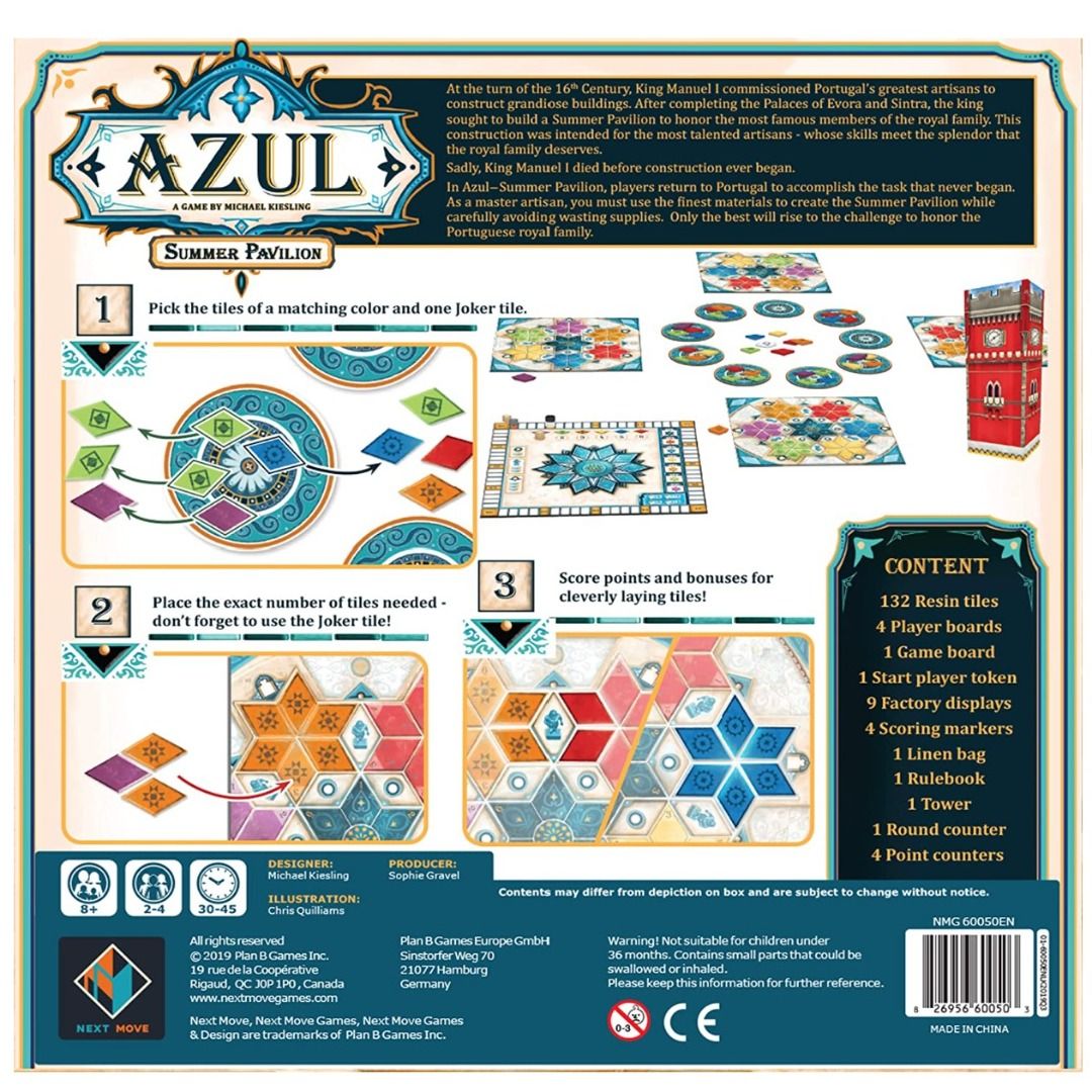 Azul Board Game Azul Summer Passion Board Game Family Friendly (H0235), Hobbies & Toys, Toys
