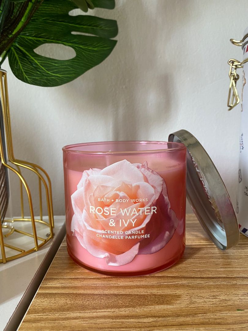 Bath & Body Works Candle Rose Water & Ivy, Furniture & Home Living