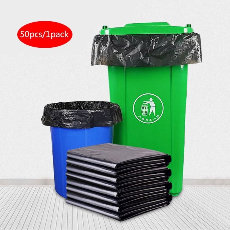 50pcs Large Thick Garbage Bag Large Rubbish Bag Plastic Thickened