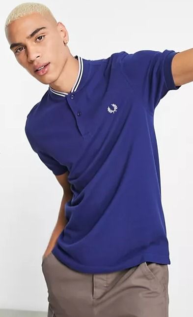 BNWT Fred Perry bomber collar polo shirt in navy Men s Fashion