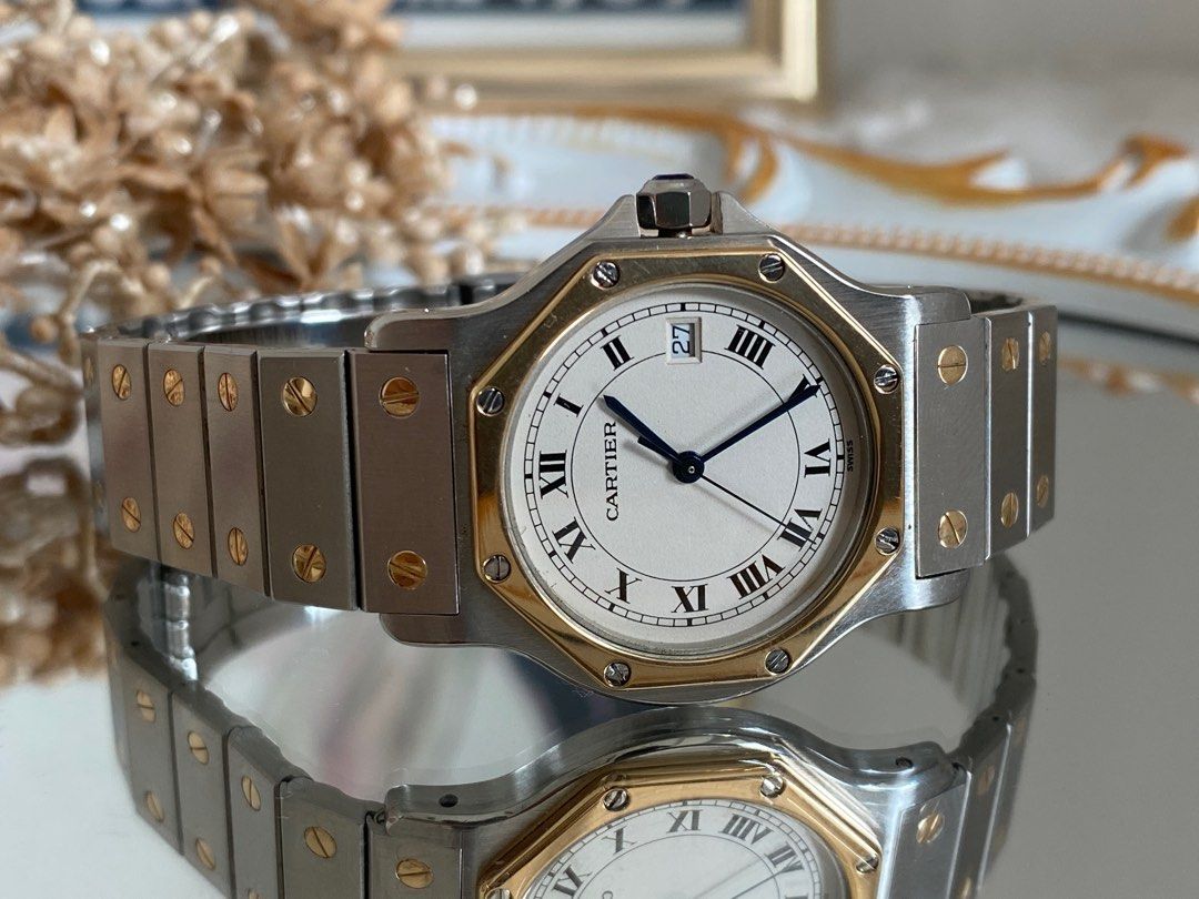 Cartier Santos Santos Octagon Authentic Vintage Watch 18K Solid Gold ...