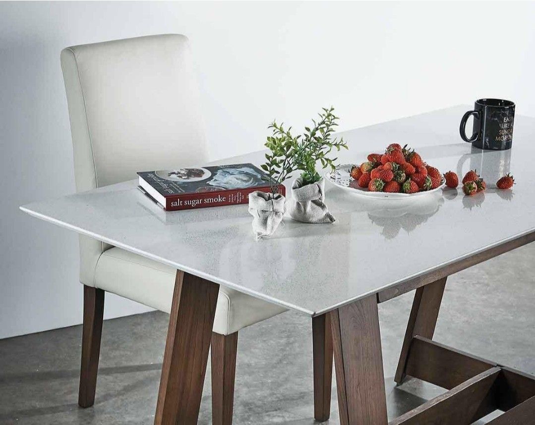 Cellini 2 metres Tropia Quartz Table & Solid Wood Bench Dining Table