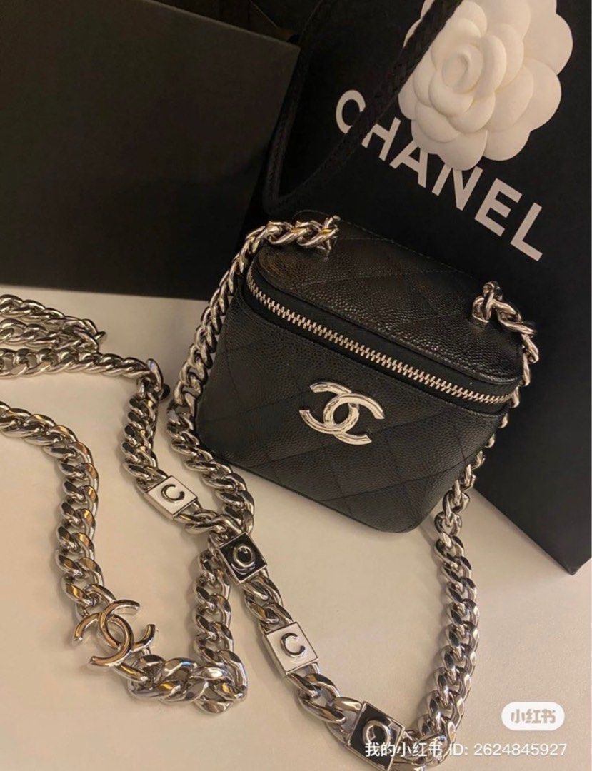 Chanel Coco Casino Vanity Case with Chain Quilted Caviar Mini at 1stDibs