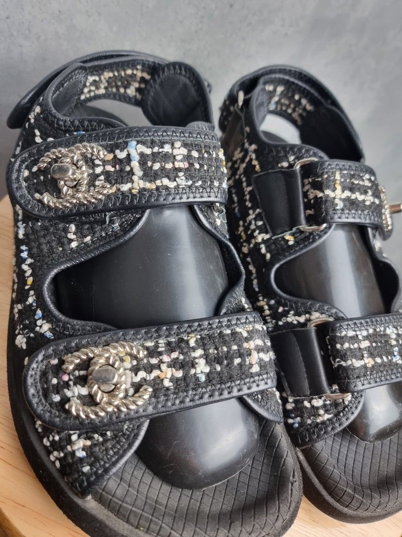 Chanel 2019 Turnlock Tweed Sandals Women s Fashion Footwear