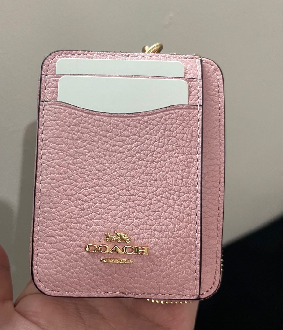 Coach Zip Card in Powder Pink, Women's Fashion, Bags & Wallets, Wallets & Card  holders on Carousell