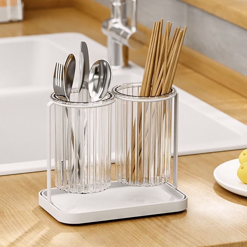 Stainless Steel Cutlery Rack Kitchen Countertop Drainer Utensil Holder  Spoon Knives Fork Storage Organizer Accessories Container