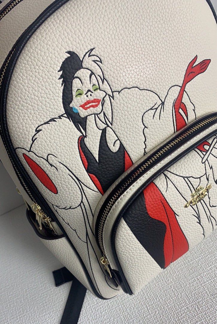 GENUINE Disney X Coach Mini Court Backpack With Cruella Motif
