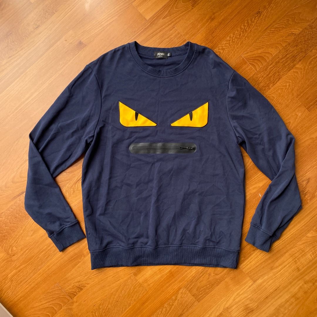 Fendi Navy Blue Monster Eye Zip Mouth Sweatshirt