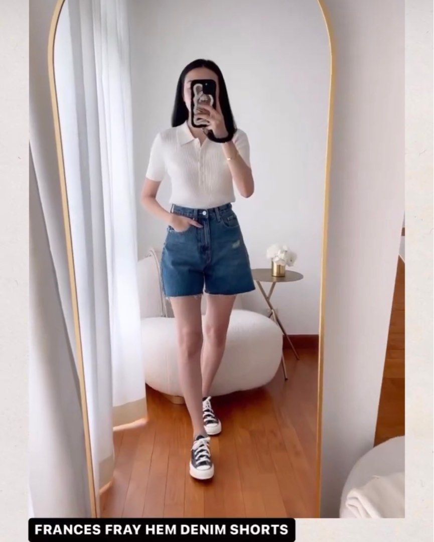 Fray hem clearance denim shorts