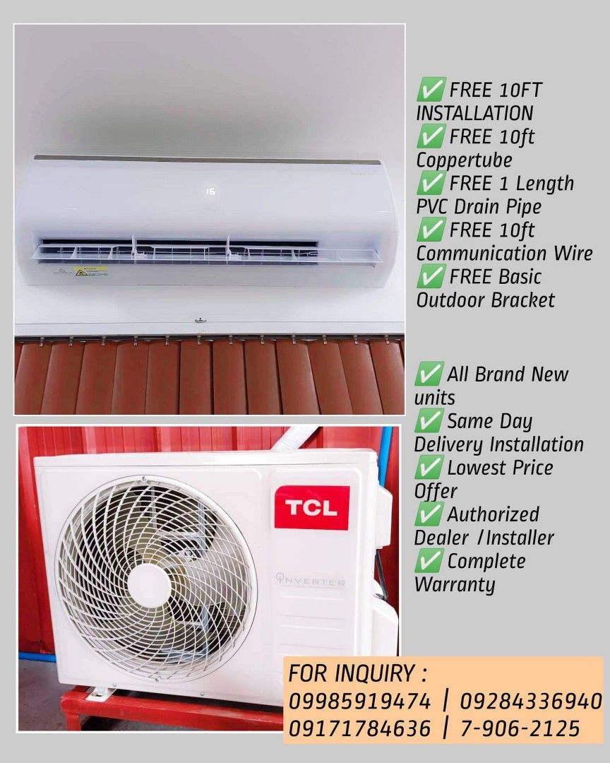 FREE INSTALLATION!! TCL TITAN GOLD SPLIT TYPE AIRCON INVERTER, TV