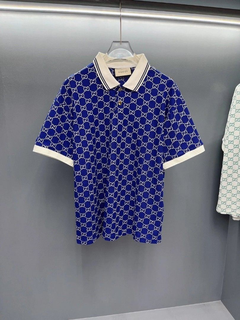 Gucci Monogram Polo Shirt in Blue for Men