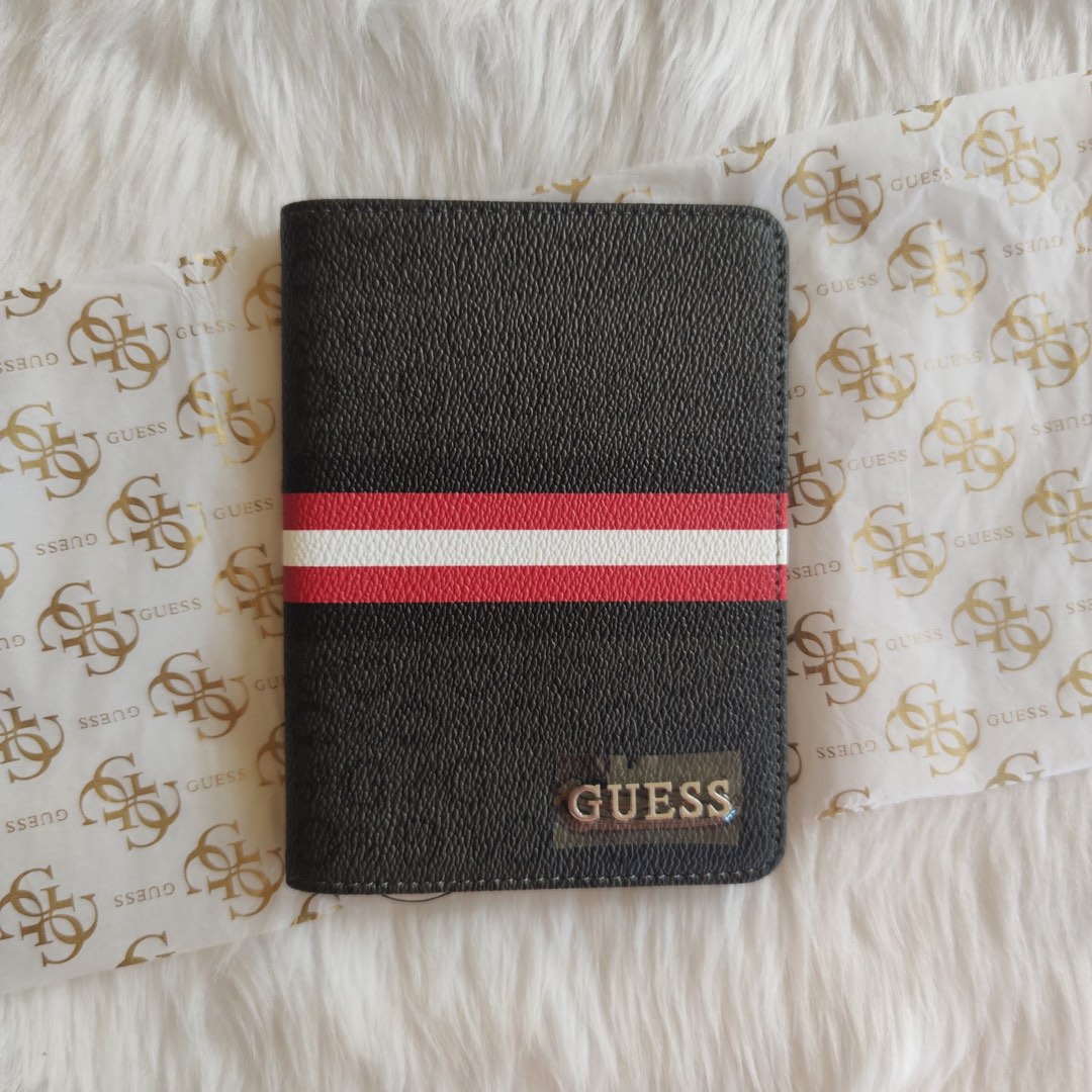 Guess Passport Holder Coal Black, Men's Fashion, Watches & Accessories