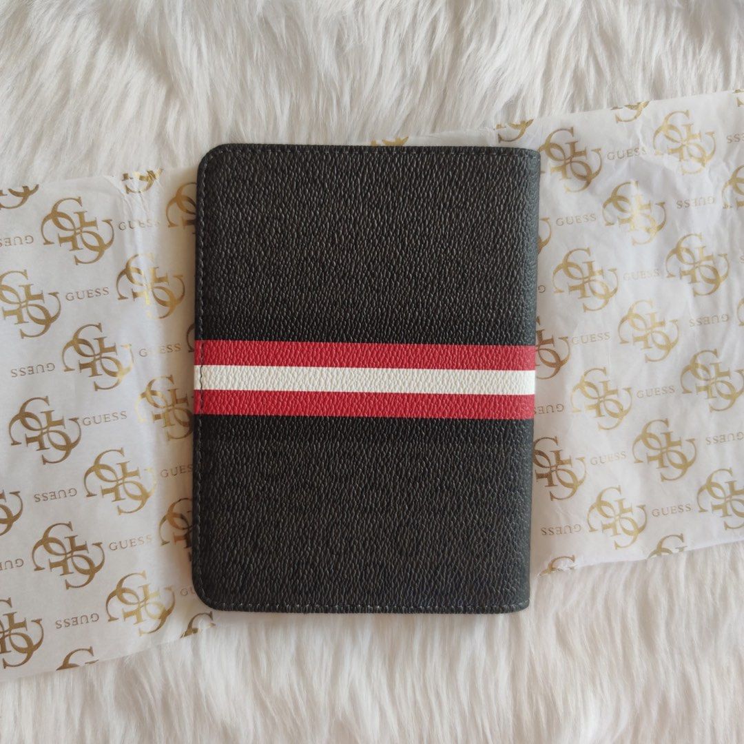 Guess Passport Holder Coal Black, Men's Fashion, Watches & Accessories