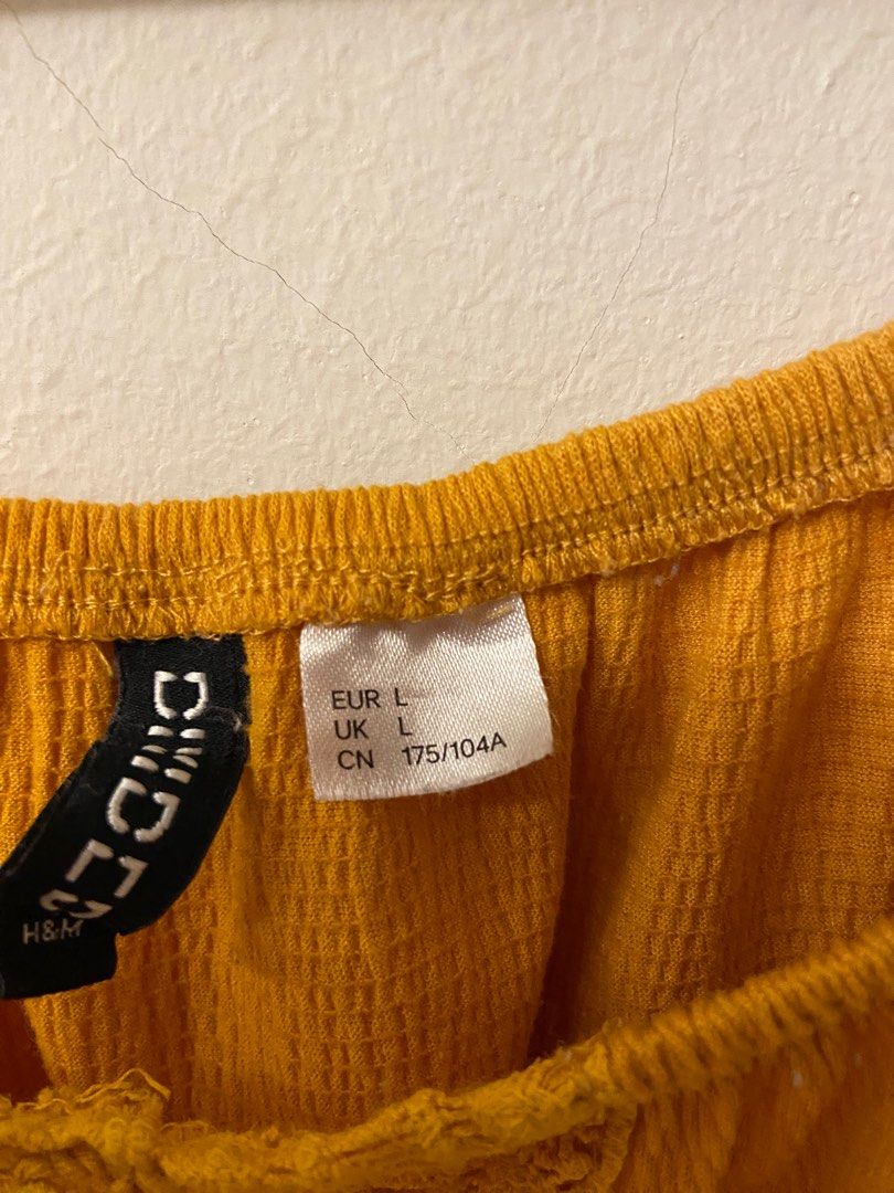 H M Mustard Crochet Top Women s Fashion Tops Blouses on Carousell