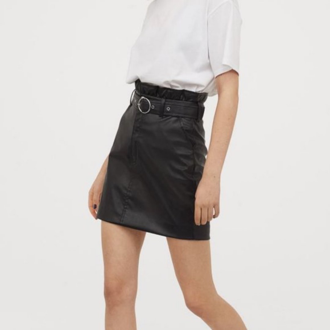 Black faux store leather skirt h&m