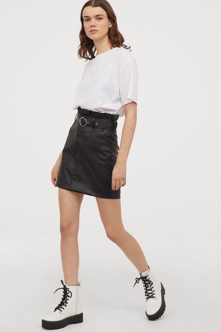 H M Faux Leather Skirt Black Women s Fashion Bottoms Skirts