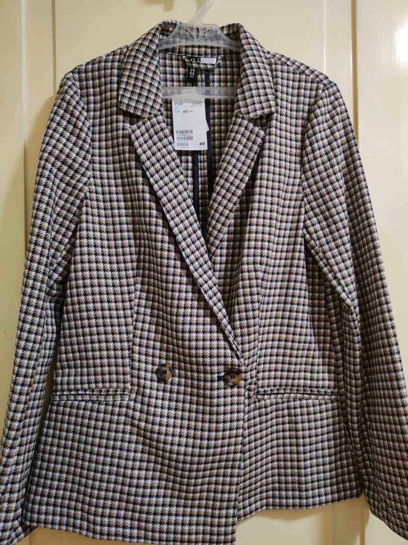 H&M Houndstooth Blazer, Women's Fashion, Coats, Jackets and Outerwear