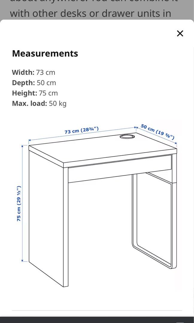 Ikea micke best sale desk size