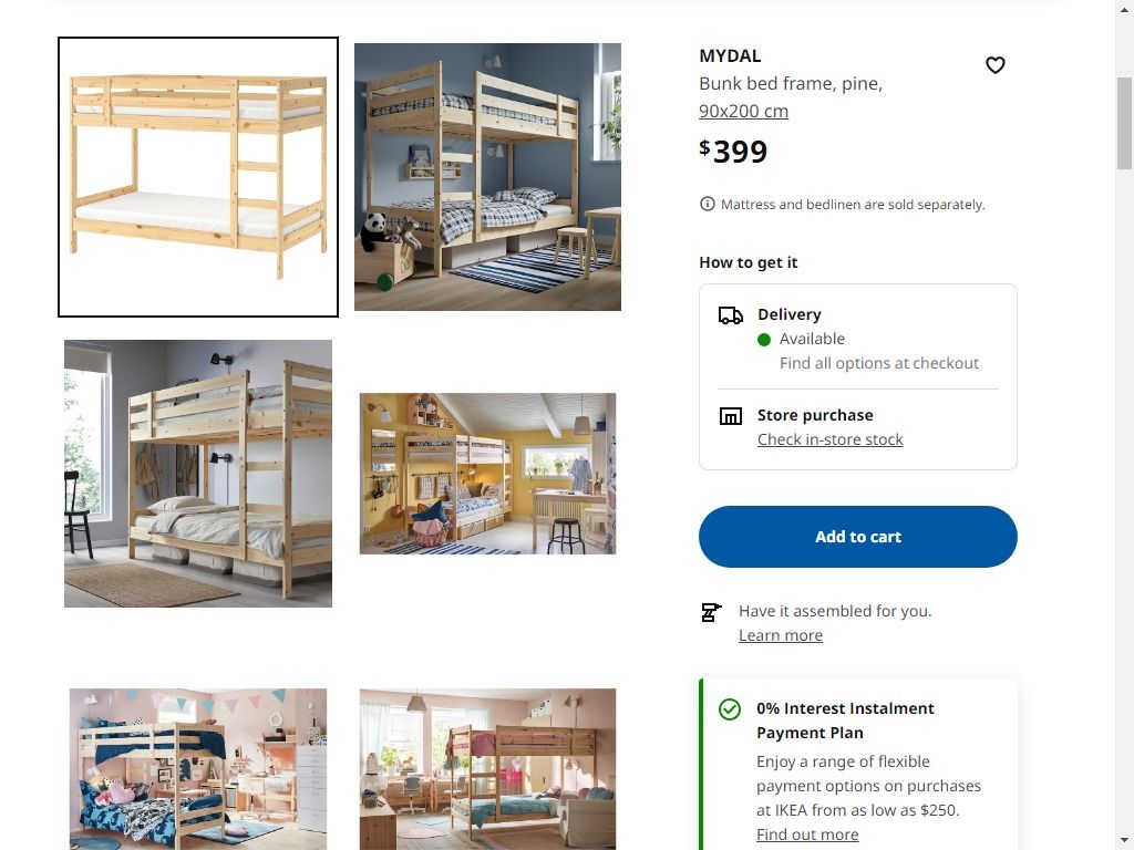 Ikea Mydal bunk bed for sale, Furniture & Home Living, Furniture, Bed Frames & Mattresses on