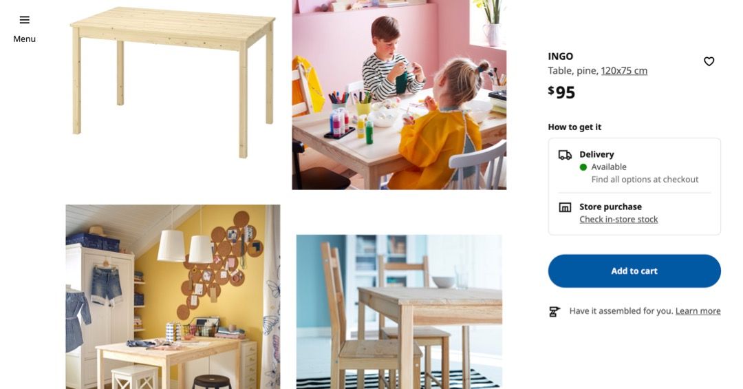 IKEA solid pine wood INGO table, Furniture & Home Living, Furniture