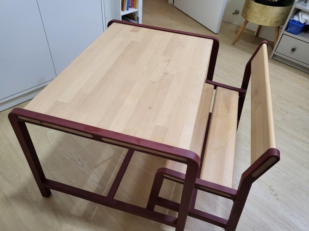 Ikea children wooden table and bench, Babies & Kids, Baby Nursery