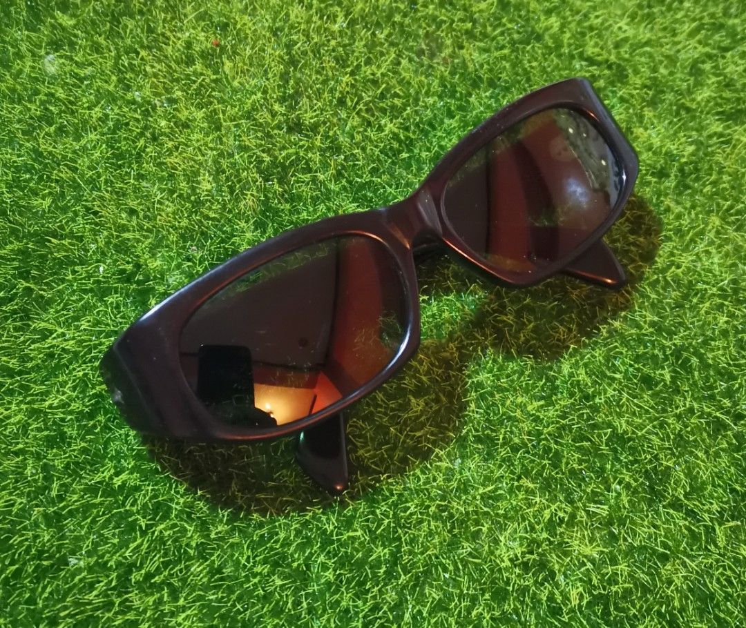 JAPANESE SUNGLASS GREEN LENS HARD ACETATE VINTAGE EYEWEAR [ 4820125