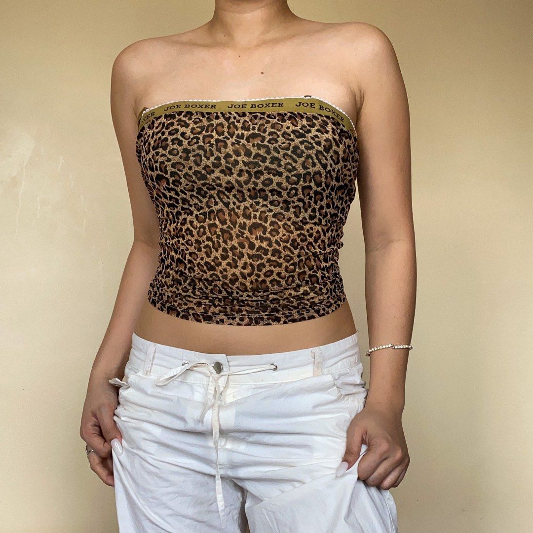 Joey boxer animal print tube top, Women's Fashion, Tops, Sleeveless on