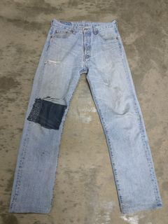 二手Levi's 501 牛仔褲 古著 再製 刺子 加工 水洗 破壞