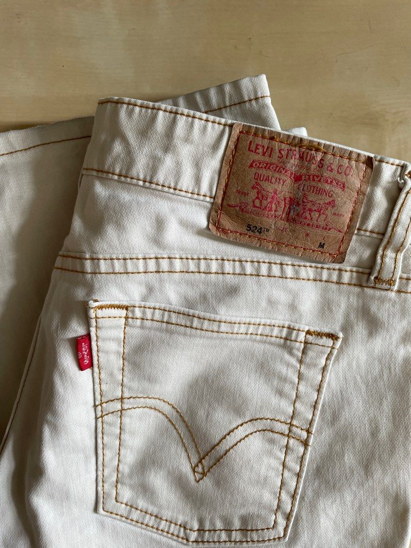 LEVI's 524 White Bootcut Jeans, Women's Fashion, Bottoms, Jeans & Leggings  on Carousell