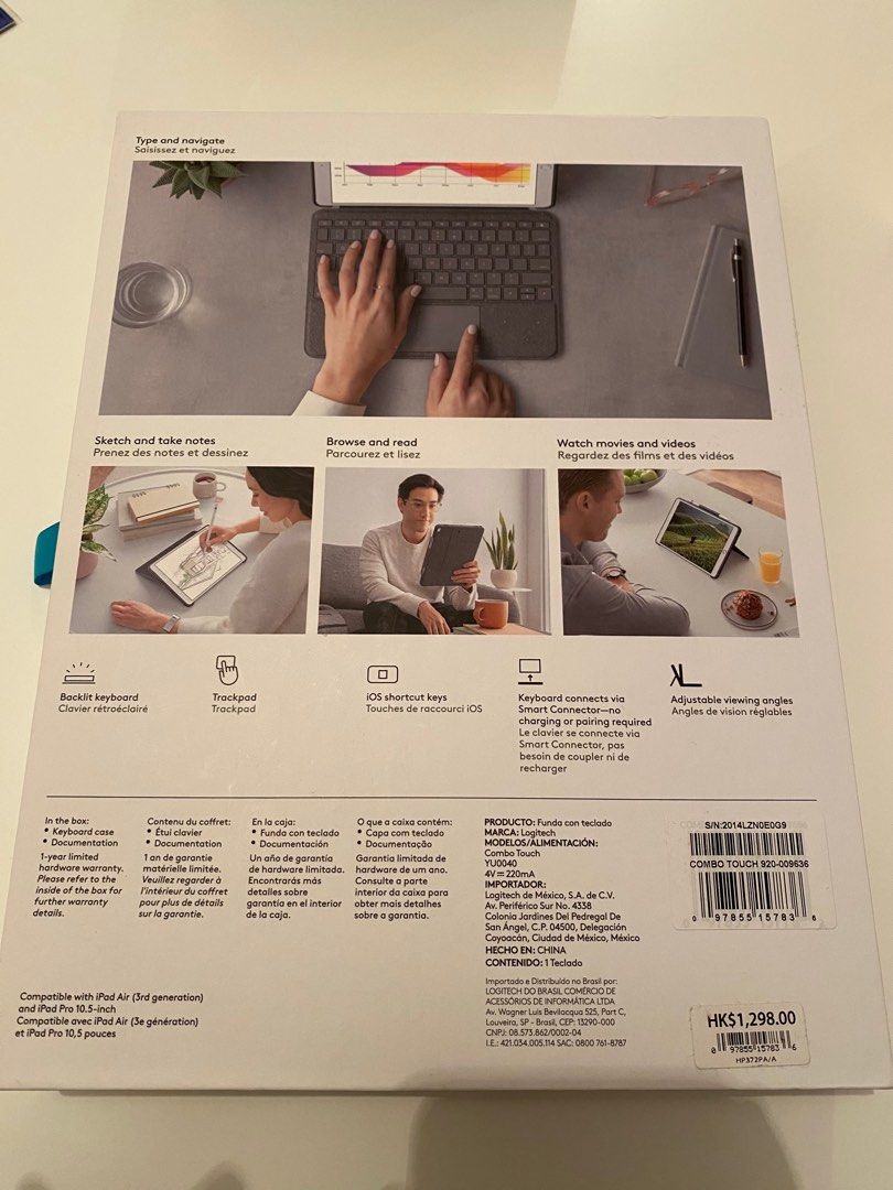 Logitech Combo Touch Keyboard iPad Air 3rd gen iPad Pro 10.5” 鍵盤, 電腦＆科技