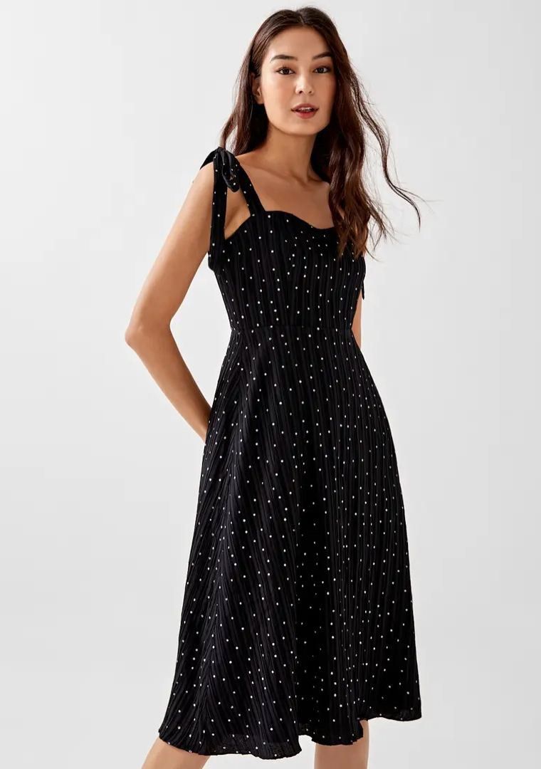 Love Bonito Olyvia Tie Shoulder Textured Polka Dot Dress Women s