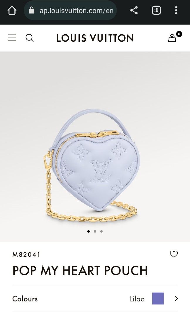 Louis Vuitton Pop My Heart Pouch Monogram Cross Body Bag Pochette Lilac  M82041