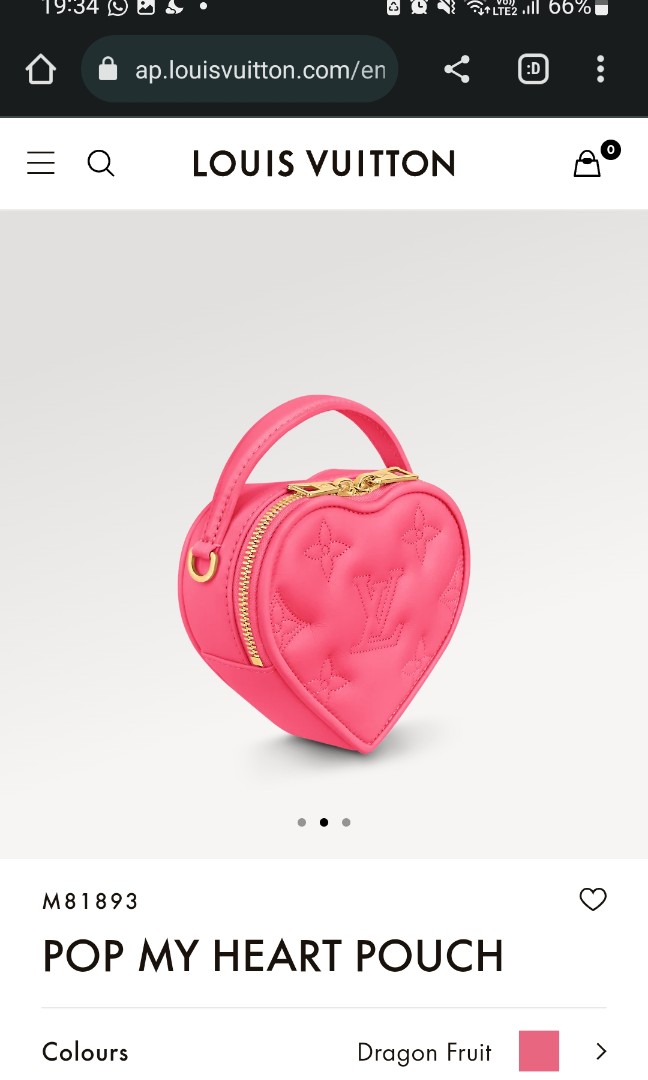 Louis Vuitton Lilac Bubblegram Calf Leather Pop My Heart Pouch, myGemma, SG