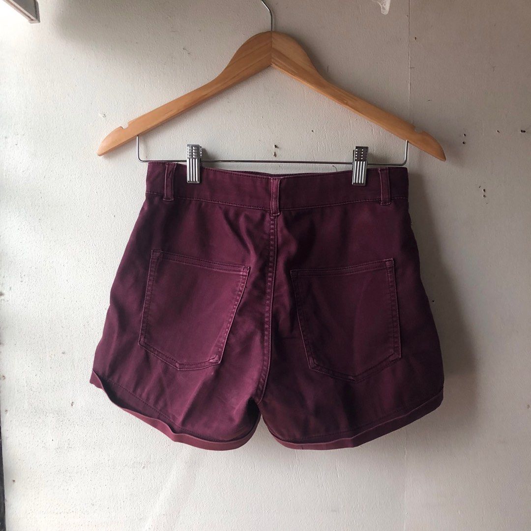 Maroon high waisted shorts online