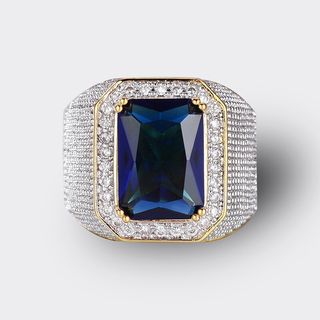 Mens blue sapphire and cheap diamond ring